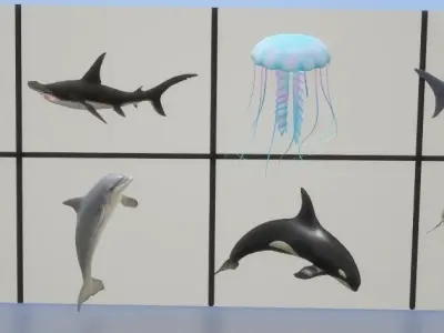 3d animals sea Low-poly 3D model