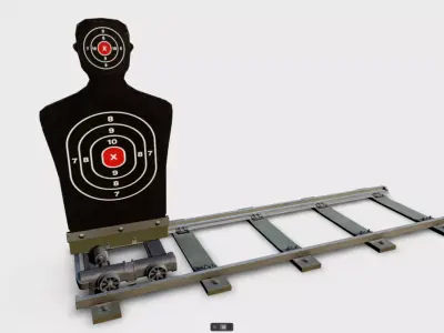 Shooting target on tracks Low-poly 3D model