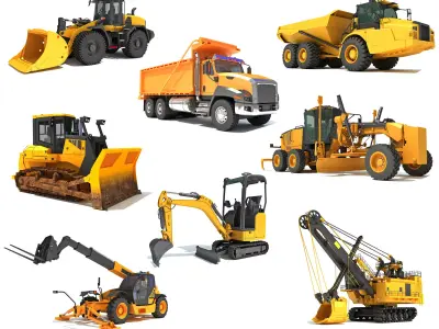 Heavy Construction Machinery 3D Model Pack