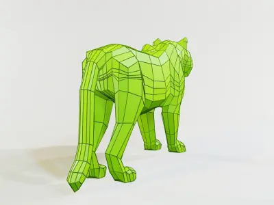 Tiger sculpture of Low-poly 3D model