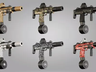 PBR MP7A1 Low-poly 3D model