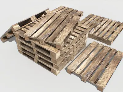 Industrial Wooden Pallet 3 Low-poly 3D model