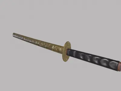 Engraved katana Low-poly 3D model