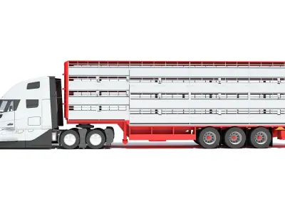 2014 Animal Transporter Semi Truck and Trailer 3D model