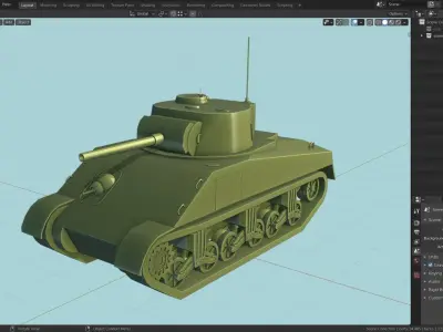 Sherman Tank Base Mesh Low-poly 3D model