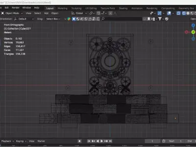 low poly mechanical gear clock  steampunk machine 3d  game asset Free low-poly 3D model