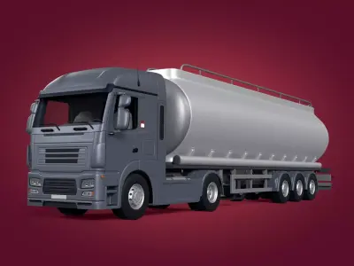 Generic Fuel Tanker Truck - Semi Trailer - Tank 3D model