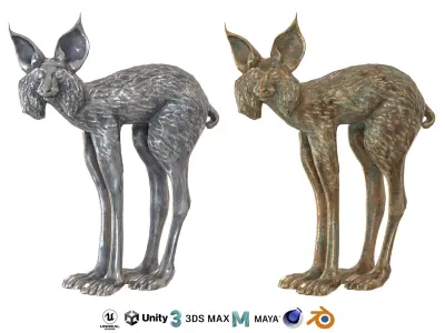 Lynx Metal statues Low-poly 3D model
