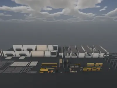 Modular Warehouse for Unity Low-poly 3D model