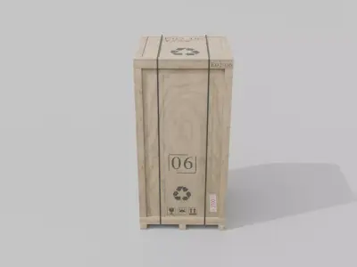 Tall Vertical Wooden Crate - Customizable Shipping Box Low-poly 3D model
