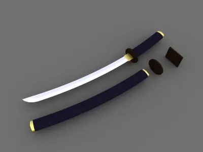 Low poly katana sword Low-poly 3D model
