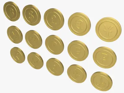 Currency Symbols Coins Collection 3D model