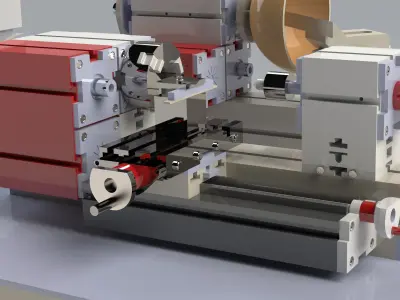Manual Lathe and Milling Machine Workstation Wood and Metal 3D model