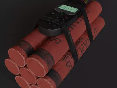 Dynamite phone bomb Low-poly 3D model