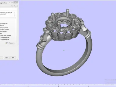 vintage ring for one carat stone 3D print model