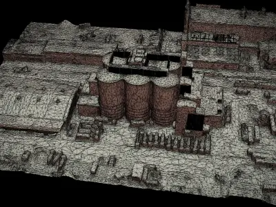 factory industrial building tubes terrain drone scan 3D model