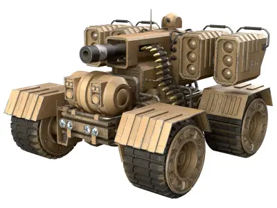 UGV Concept-3-Desert-Dirty Low-poly 3D model