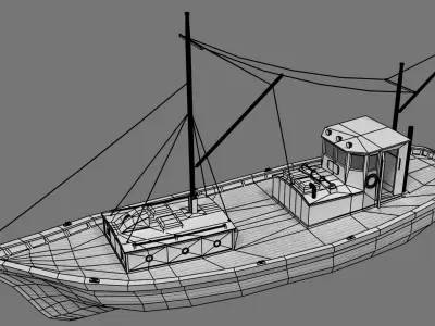 Low poly fishing boat Low-poly 3D model