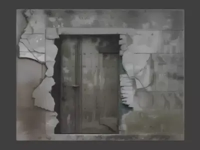 Destroyed Military Concrete Bunker model  Low-poly 3D model