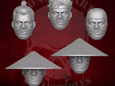 Ninja Heads 3D Printable Files for Action Figures 3D print model
