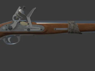 Flintlock pistol Low-poly 3D model