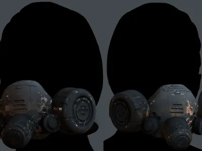 Gas mask helmet 3d model scifi Low-poly Low-poly 3D Low-poly 3D model