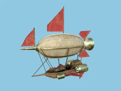 Steampunk Airship - Low Poly Aircraft 01 - Flying Ship Low-poly 3D model