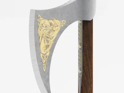 Medieval celtic battleaxe 3D model