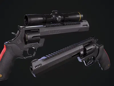 Taurus Raging Hunter 44 Magnum Black Low-poly 3D model