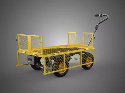 ELECTRIC REMOVABLE MESH SIDE PANEL BED TUB CART WAGON TROLLEY 4W 3D model