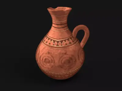 Hanpainted african stylized Vase Jug Low-poly 3D model