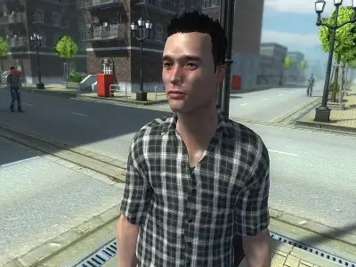 Civilian man in jeans and plaid shirt Low-poly 3D model