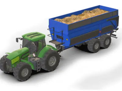  Tractor Dump Trailers  Low-poly 3D model