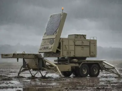 Patriot Launcher MIM-104 and Radar MPQ-53 Trailer - Air Defense 3D model