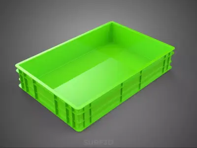 STANDARD GREEN SHALLOW PALLET STORAGE PLASTIC CRATE BOX TRAY BIN 3D model