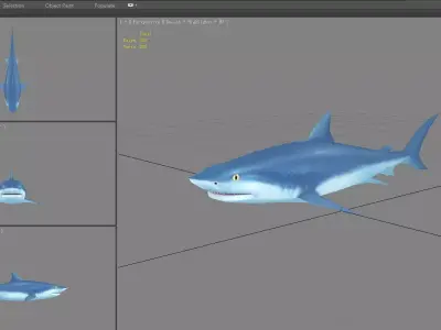 Cartoon Shark Low-poly 3D model