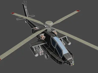 AH 64-D Apache Helicopter Low-poly 3D model