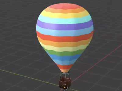 Cartoon Colored Balloon Low-poly 3D model