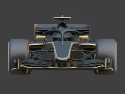 Matte Black and Gold Open-Wheel Race Car 3D Model  V03 Low-poly 3D model