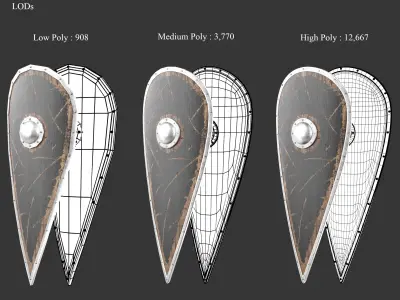 Medieval Collection Elegant Sword and Shield 3D Model Pack