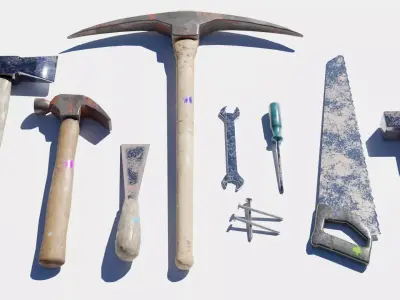 Garage Tools Set Low-poly 3D model