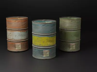 Barrel Iron old Low-poly 3D model