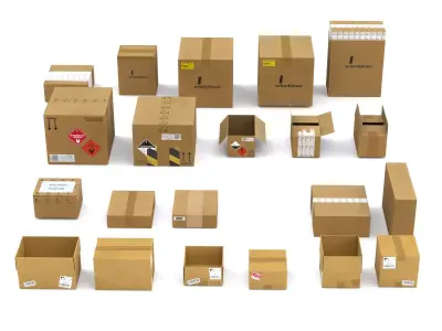 Chemical Lab Shipping Box Package Dangerous Goods Label PBR Low-poly 3D model