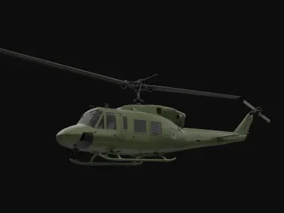 Bell 212 military helicopter  3D model
