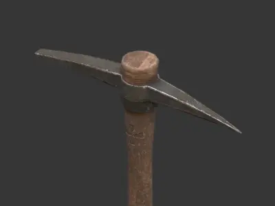 AXE GAME READY wooden hammer Low-poly 3D model