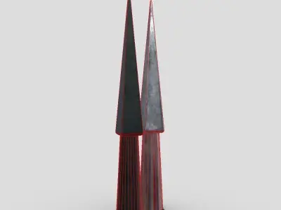 Arrowhead 6 pair of metal thorns Low-poly 3D model