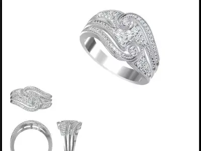 JCD Format Antique wedding rings types of jewelry files 3D print model