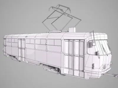 Old Tram  Low-poly 3D model