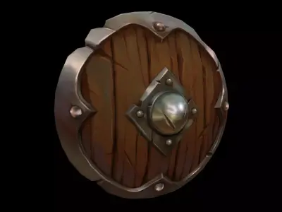 Wooden Shield Low-poly 3D model 21