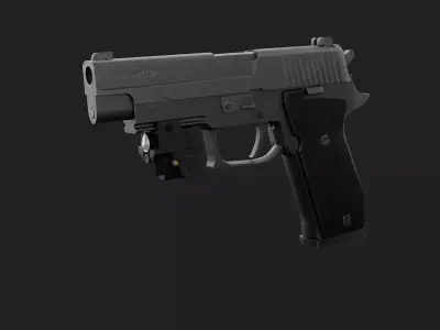 P220 with laser sight and flashlight Attachment - Game Ready Low-poly 3D model